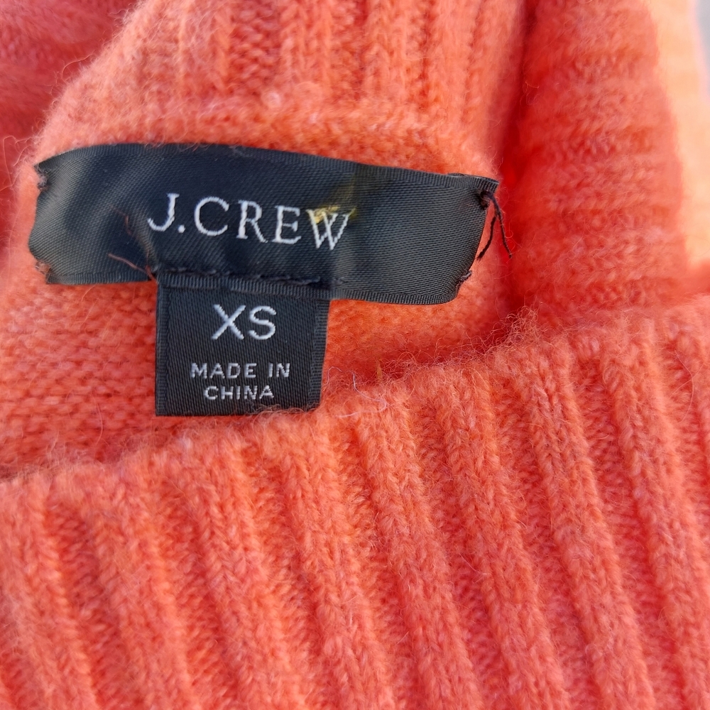 J.Crew Womens Oversized Alpaca Blend Knit Solid Orange Turtleneck Sweater Sz XS - Picture 3 of 4